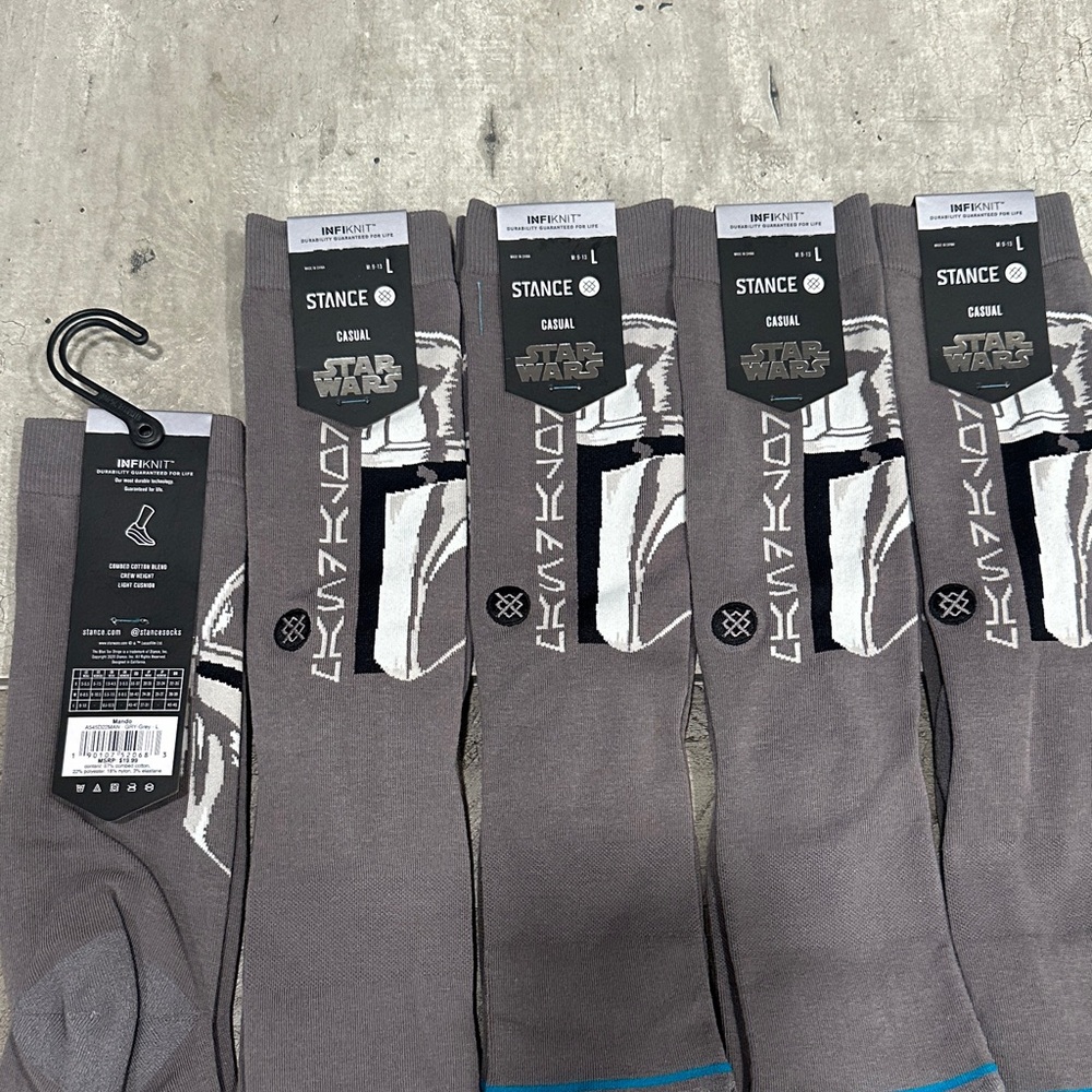 Stance Star Wars Gray Casual Socks qty x 5 pair size men large size 10 to 13